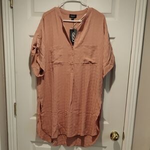 GiGiO Women's Peach Tunic Dress With Button Sleeve Detail